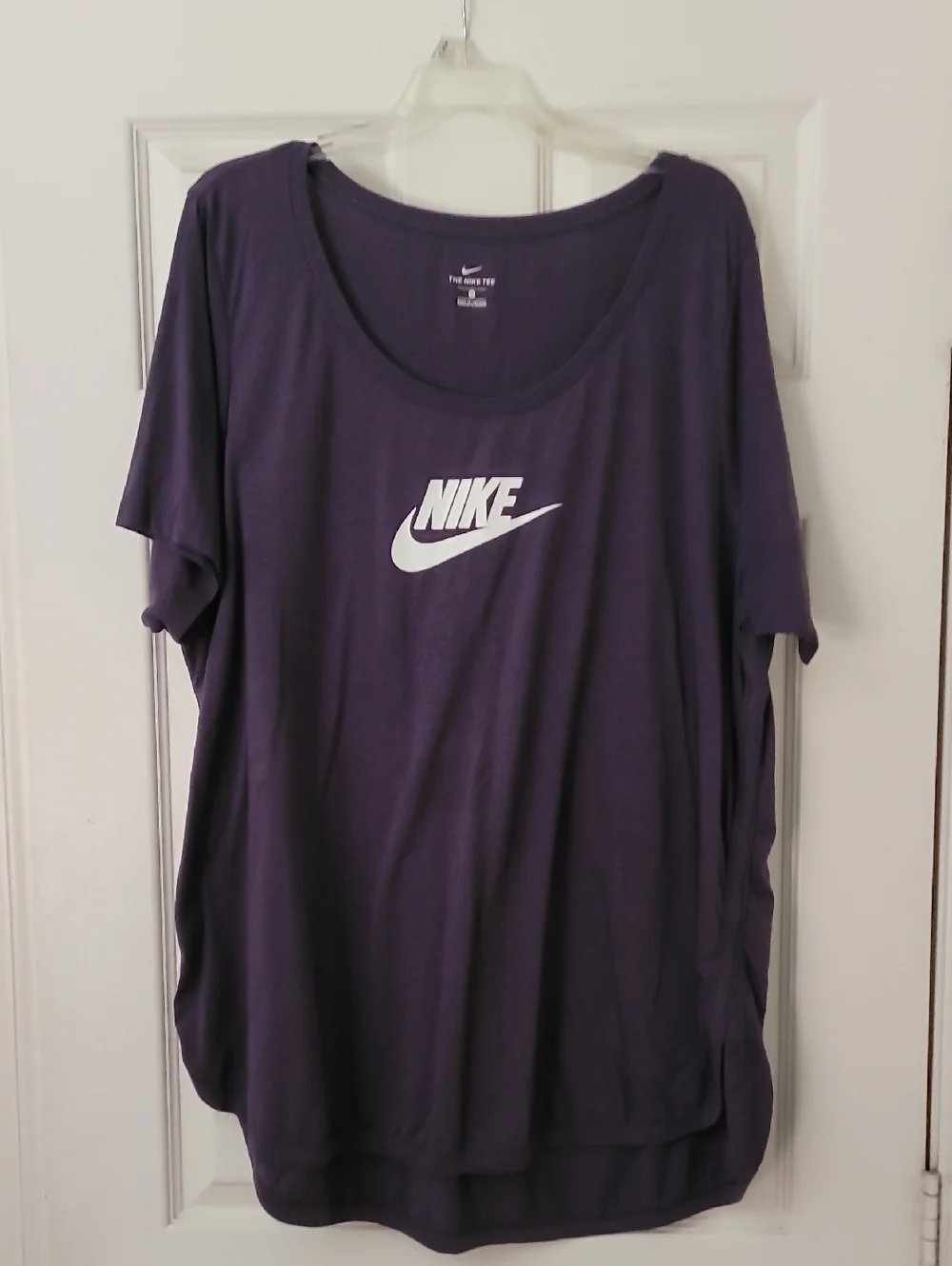 Nike Purple Scoop Neck Short Sleeve Tee with White Logo - Picture 1 of 6